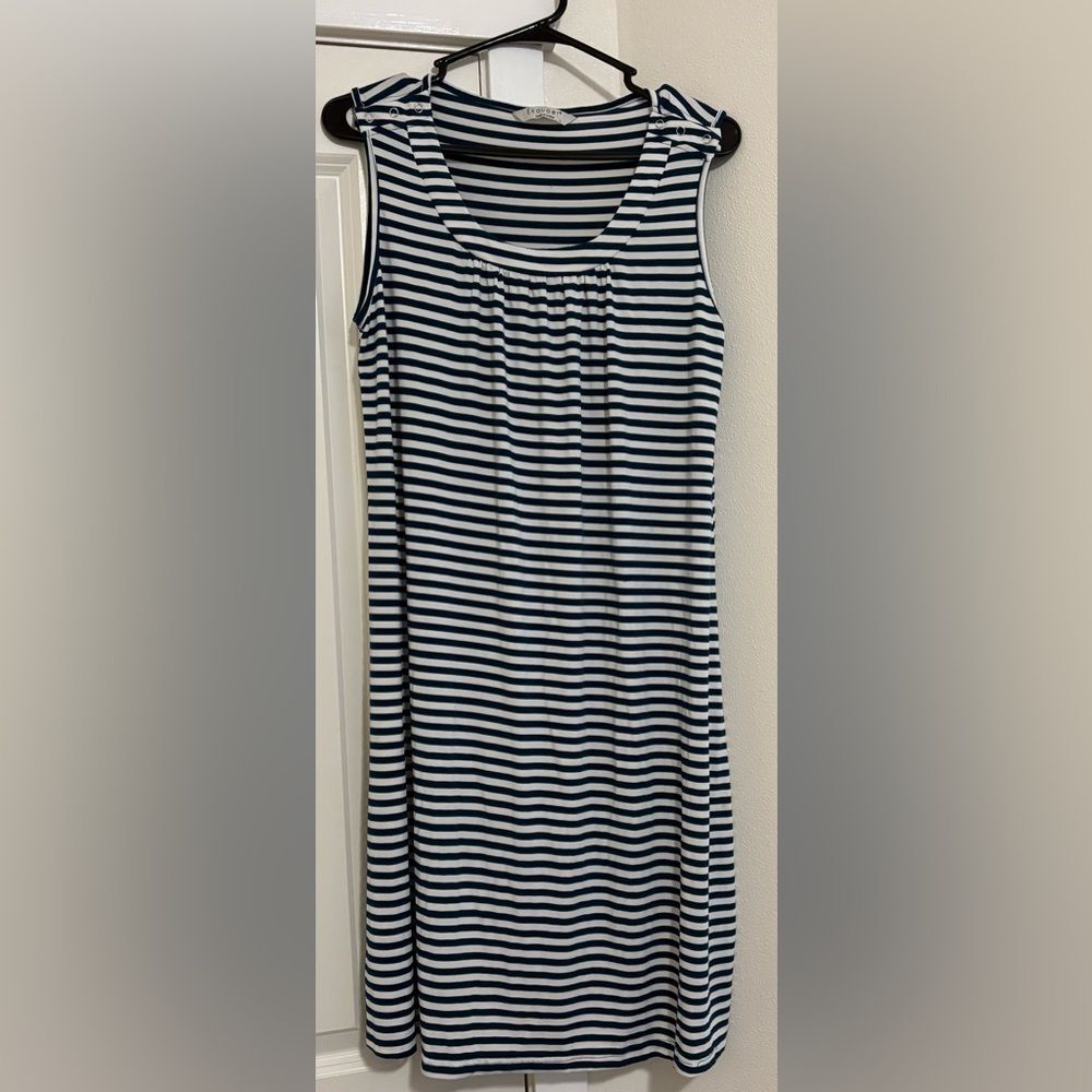 Bearsland Women’s Maternity Nursing Breastfeeding Striped Sleeveless Midi Dress